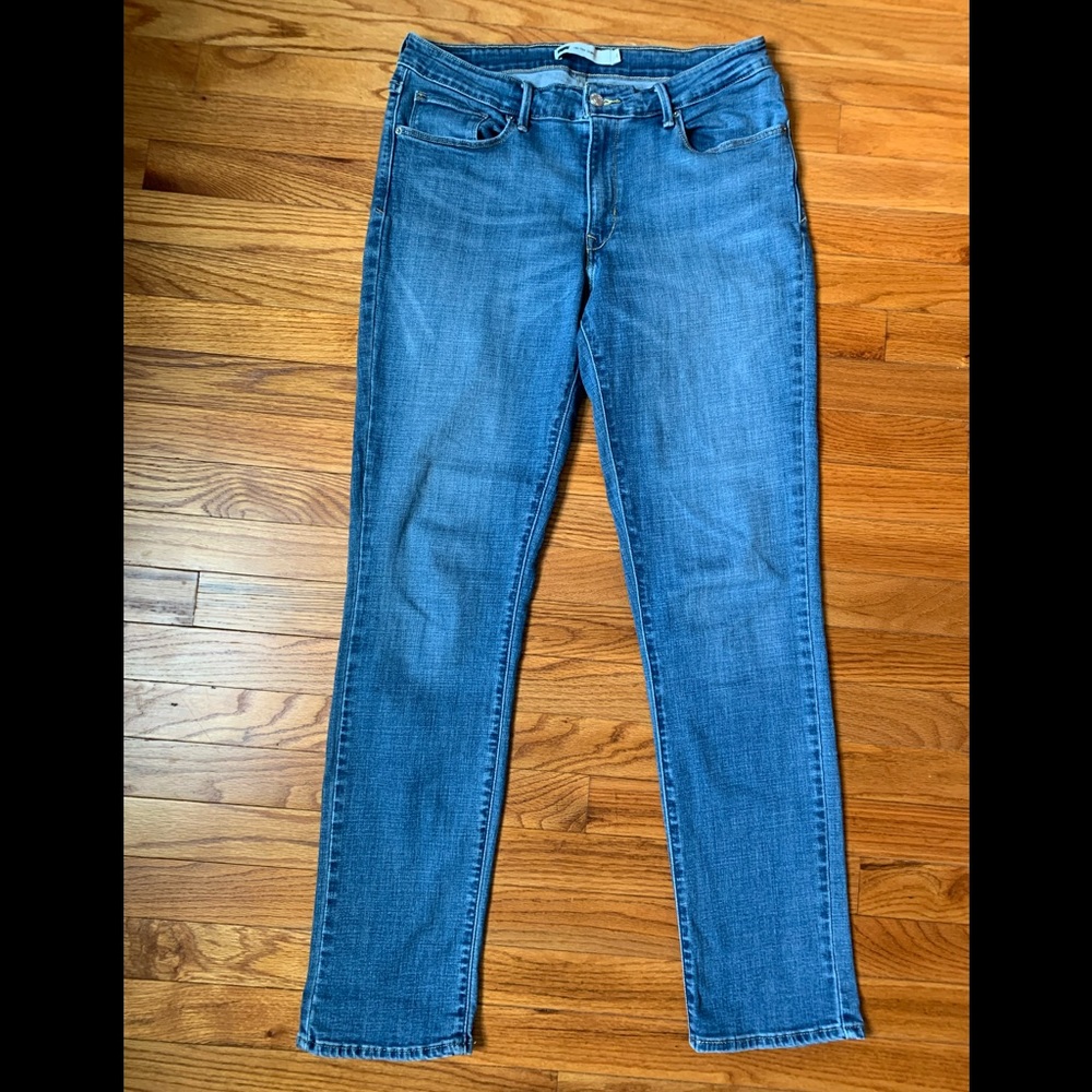 Levi’s, Mid-Rise Skinny (fits more like straight leg) Denim Jeans